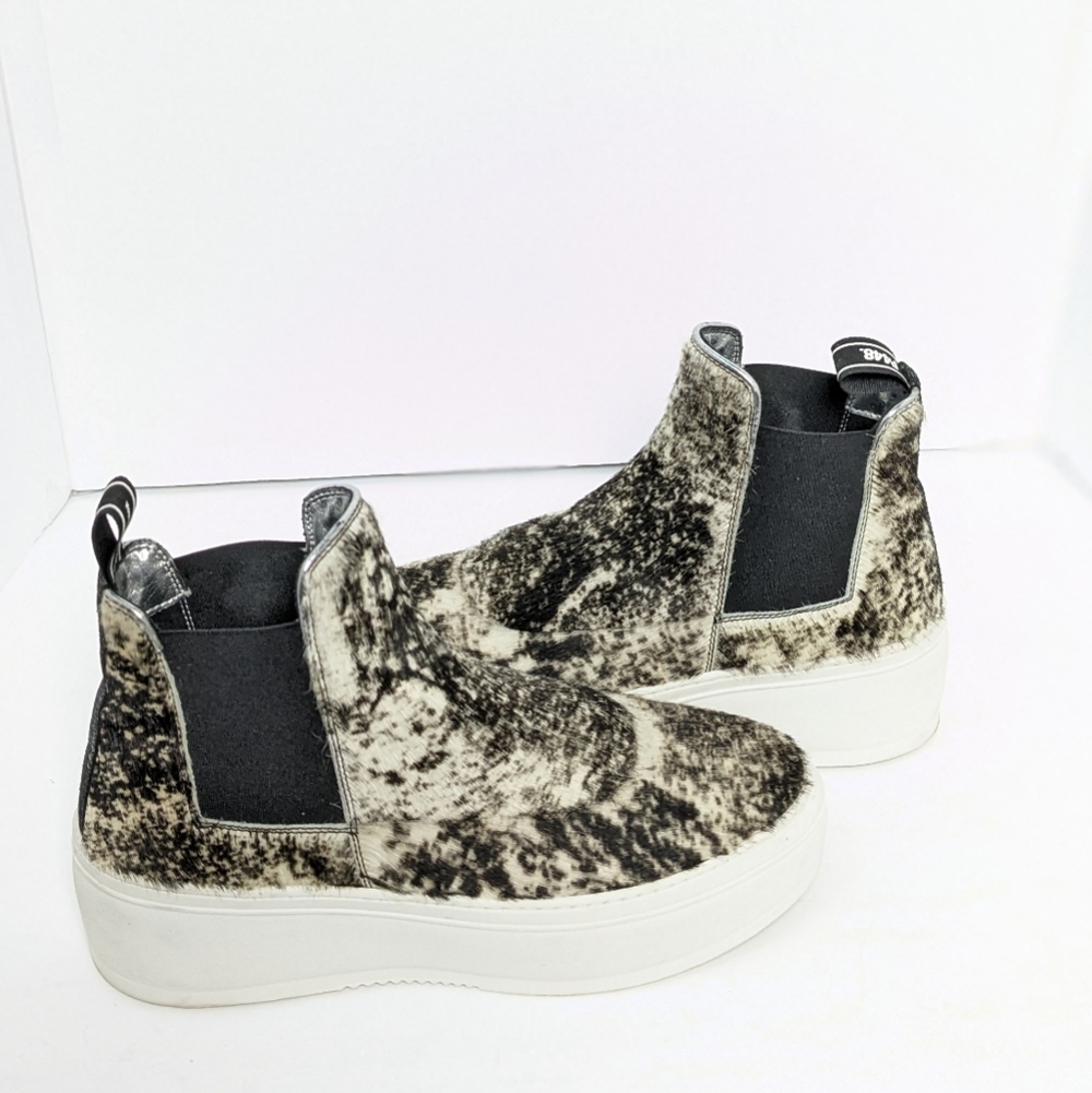 P448 Lucy high top calf hair platform sneakers